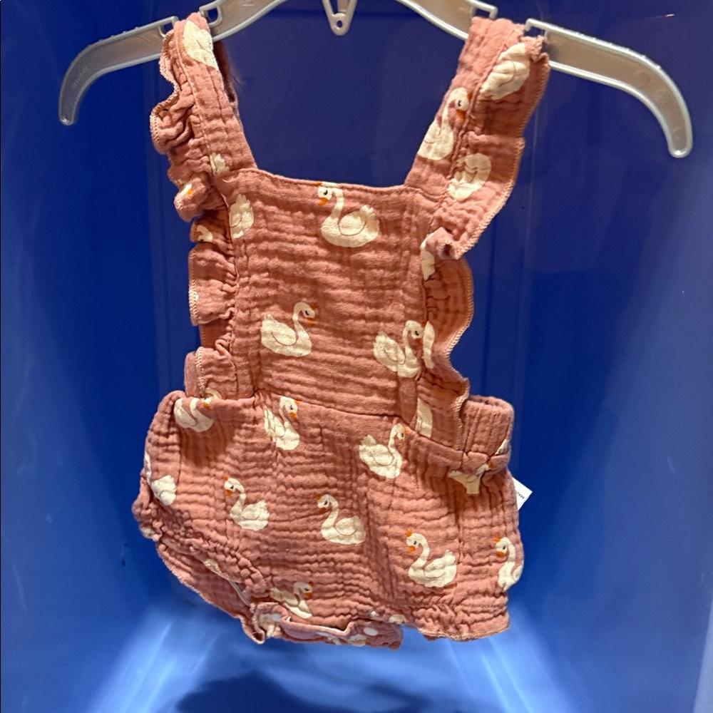 SHEIN Pink Baby Romper with Swan Design